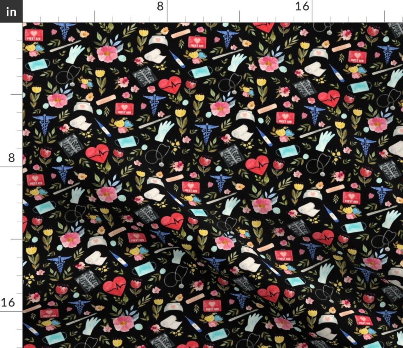 Love Medical Black Doctor Nurse Medicine Custom Printed Fabric by Spoonflower Various Fabrics by the Yard or Fat Quarter